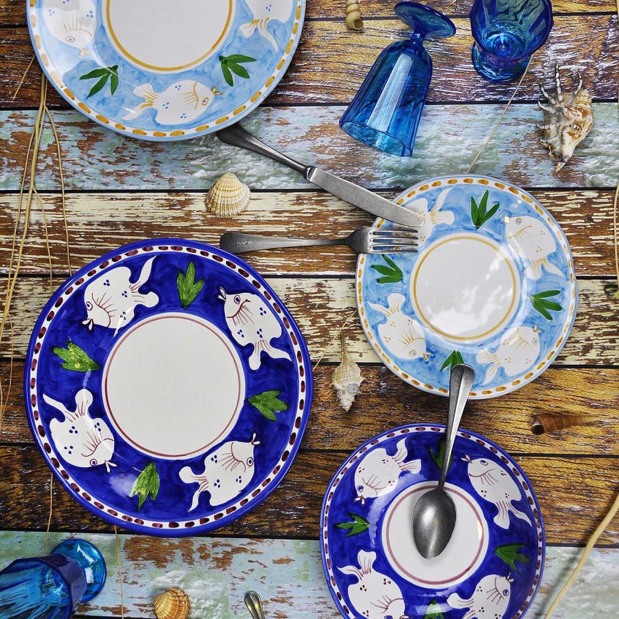 Arts De La Table Arcucci Handmade Services De Table | Set D'Assiettes Bleu Poseidon 18 Pieces