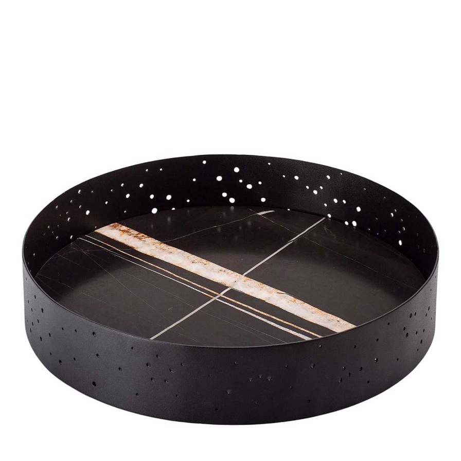 Arts De La Table Kimano Plateaux | Eclittica Sahara Noir Plateau Rond