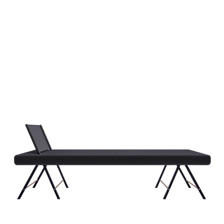 Mobilier Chiara Viale Meridienne | Lit De Repos En Cuir Noir