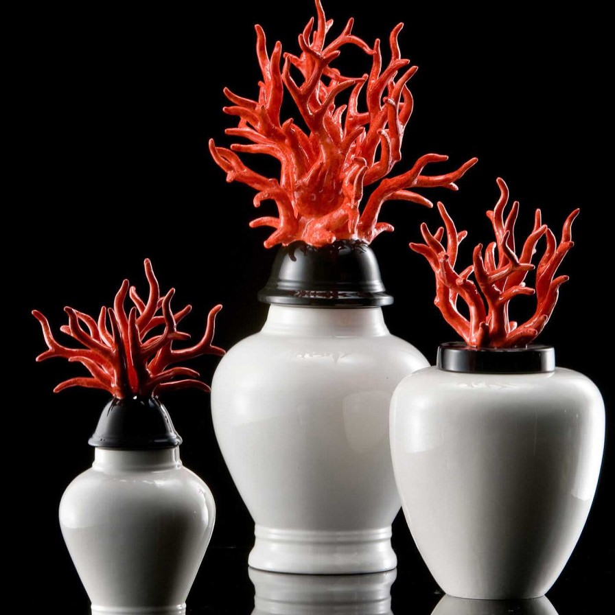 Decoration Ceramiche Dal Prà Vases Avec Couvercles | Grand Vase En Corail Blanc