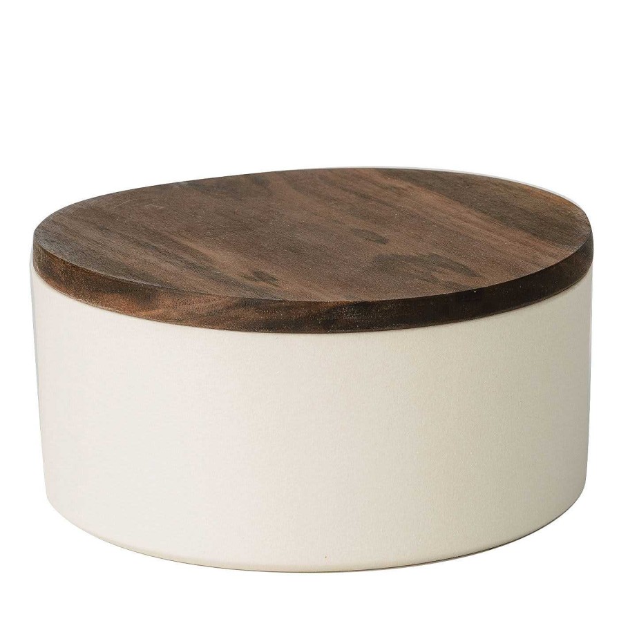 Arts De La Table Stilleben Bocaux | Petit Recipient Rond En Ceramique Avec Couvercle En Bois