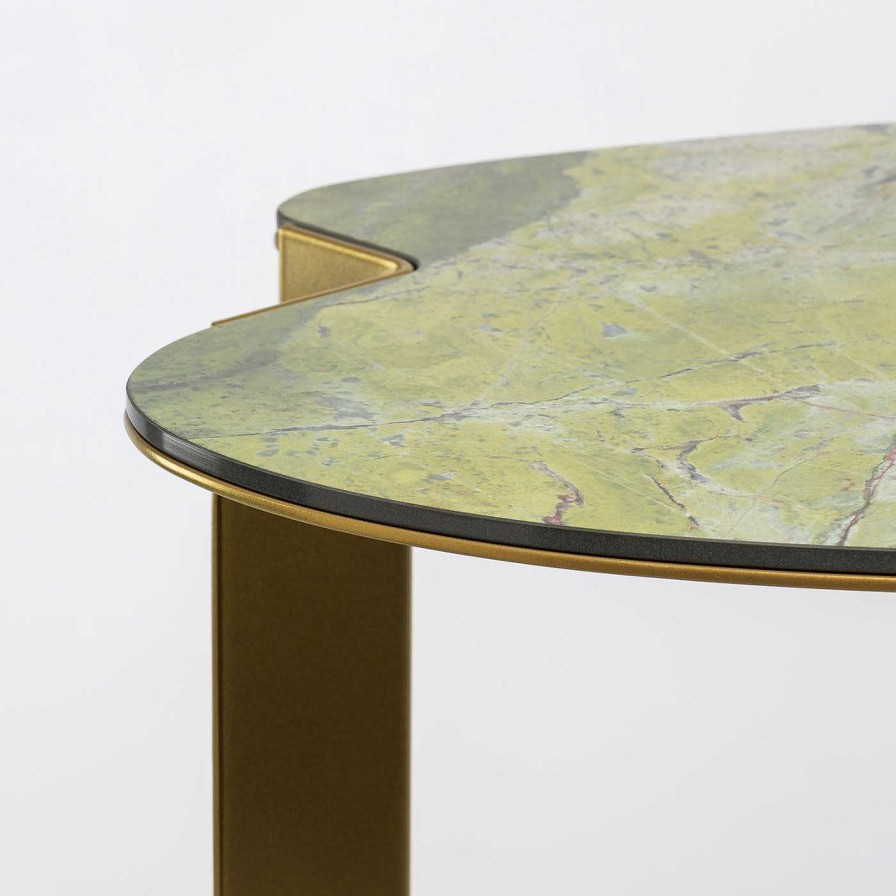 Mobilier Pollini Home Tables A Cafe | Table Basse Haute Monet Verte Et Doree