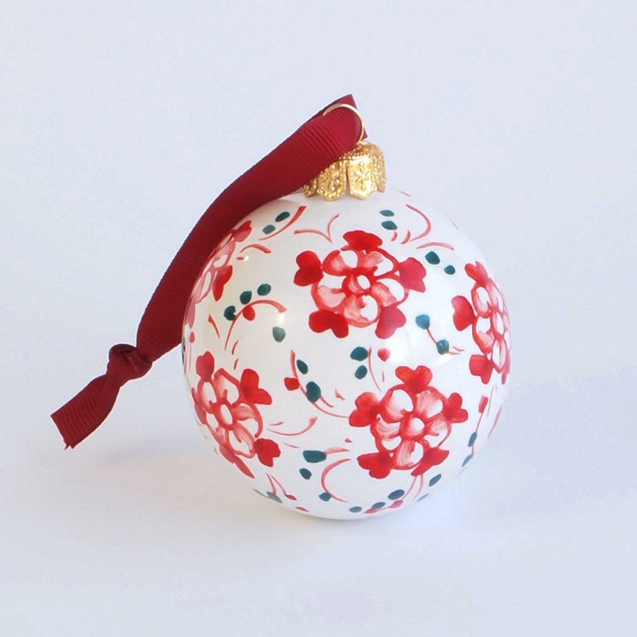 Decoration Ceramiche Santalucia Decorations De Vacances | Decoration De Noel A Fleurs Rouges