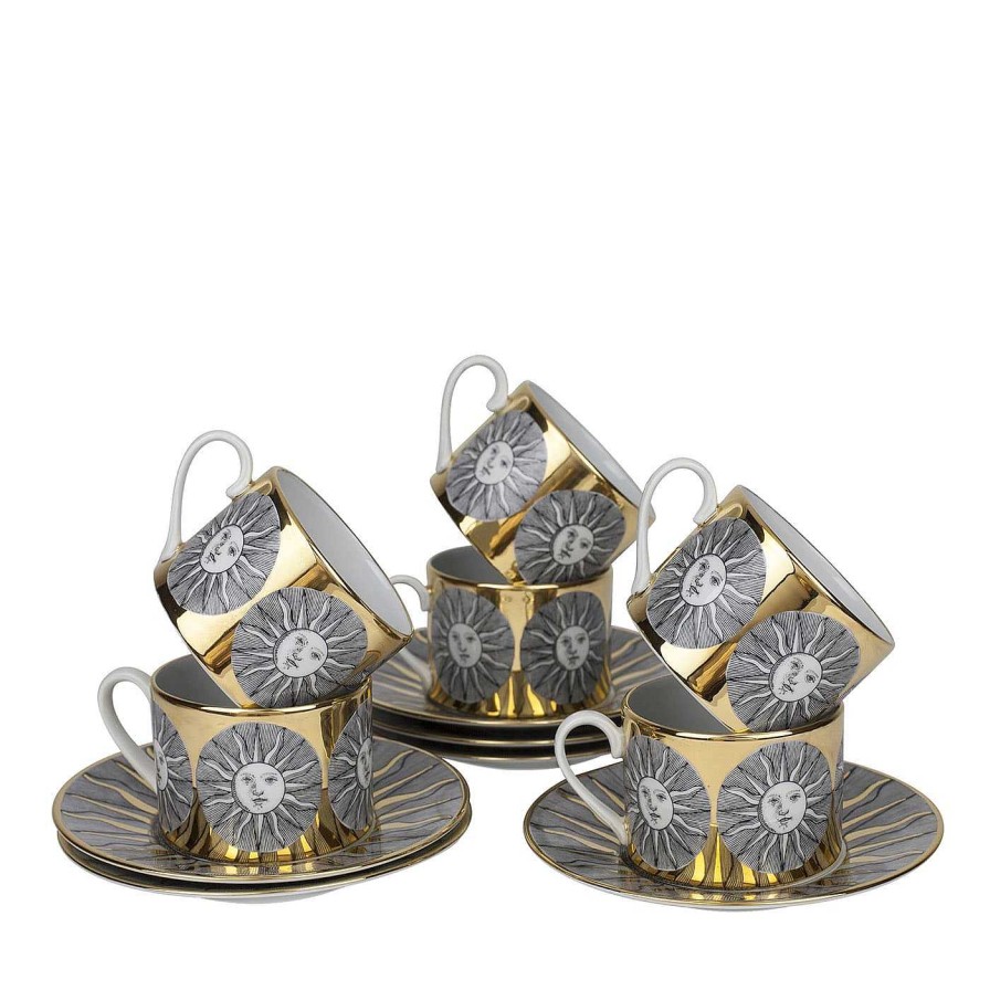 Arts De La Table Fornasetti Tasses A Cafe Et A The | Set De 6 Tasses A The Sole