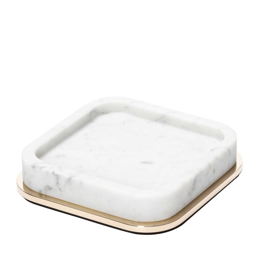 Decoration Giobagnara Decorations De Salle De Bain | Polo Marble White Square Valet Tray Small