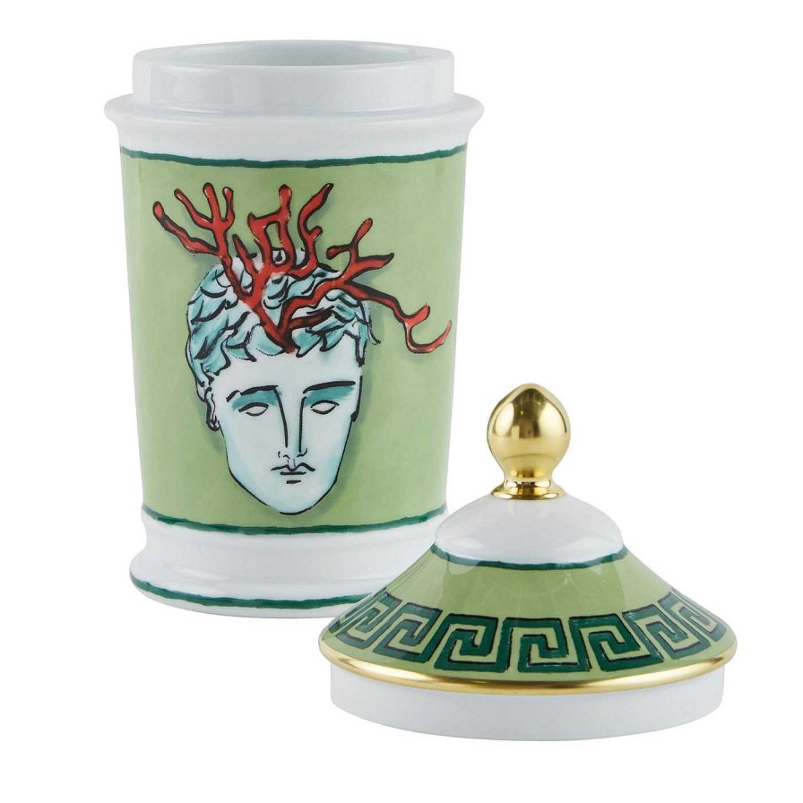 Decoration GINORI 1735 Vases Avec Couvercles | Il Viaggio Di Nettuno Vase Vert Mousse De Luke Edward Hall