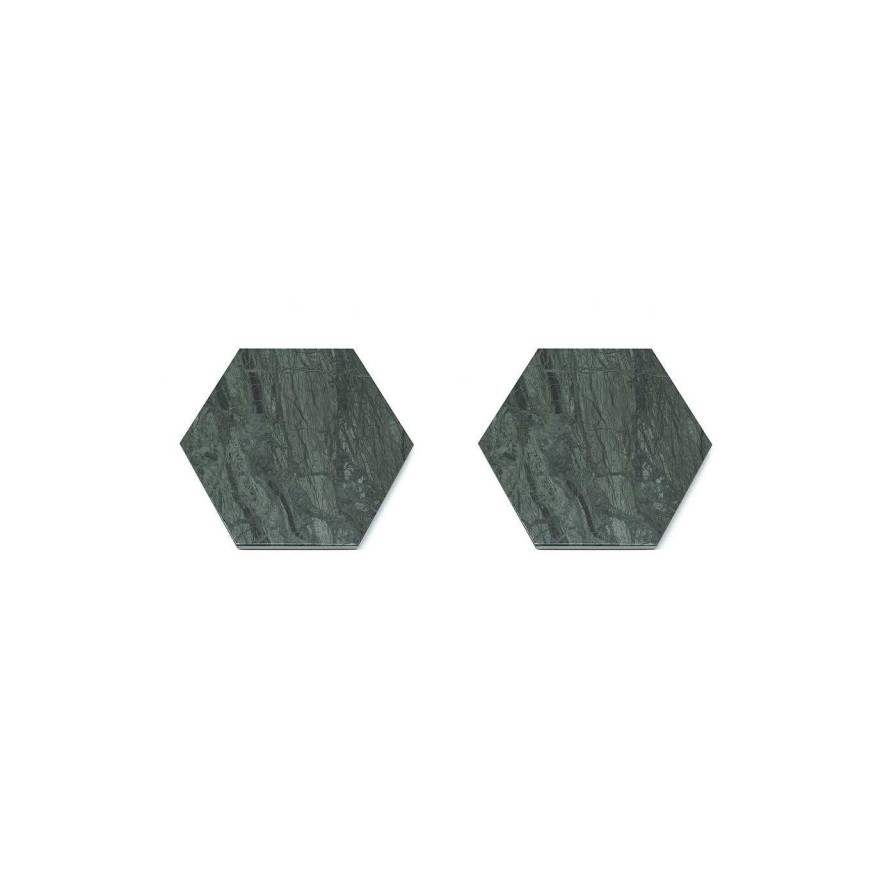 Arts De La Table FiammettaV Home Collection Dessous De Verre | Lot De 4 Sous-Verres Hexagonaux En Marbre Vert