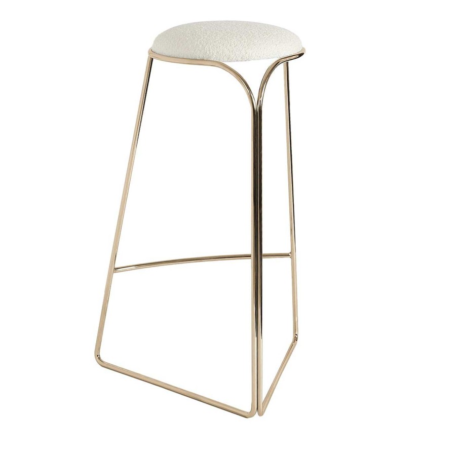 Mobilier Enrico Girotti Tabourets De Bar | Flow Sculptural Tabouret Hi Or Et Blanc