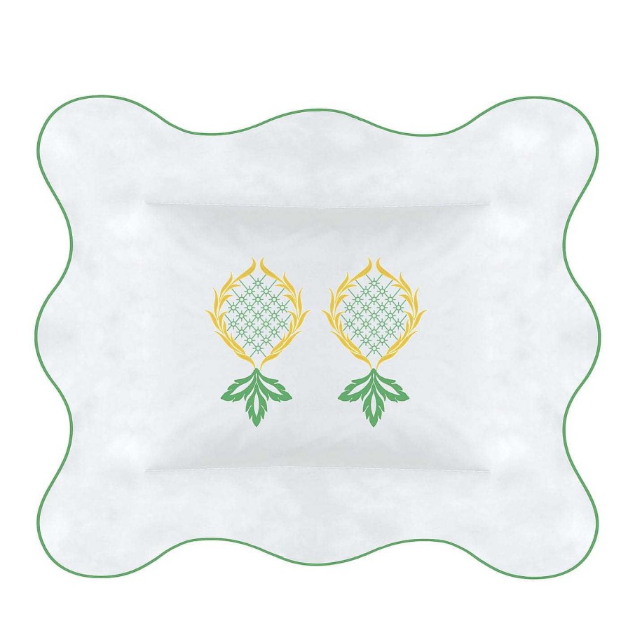 Decoration Verderoccia Linge De Lit | Ananas Embroidery White & Yellow Dede Us Boudoir Sham