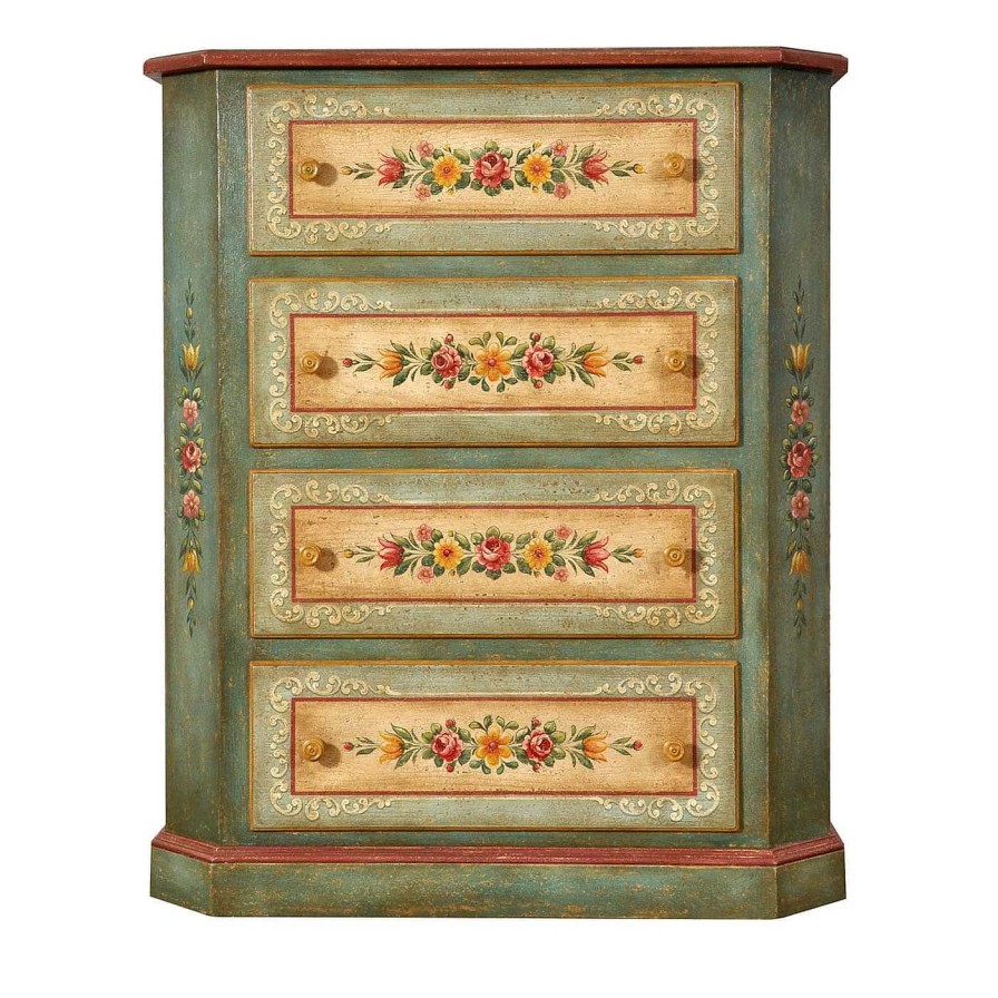 Mobilier Vangelista 1960 Commodes | Commode A Fleurs Polychrome Tyrolienne