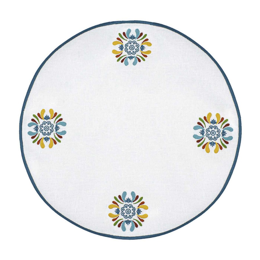 Arts De La Table Cibelle Sets De Table | Maiolica Multicolore Round White Service Placemat