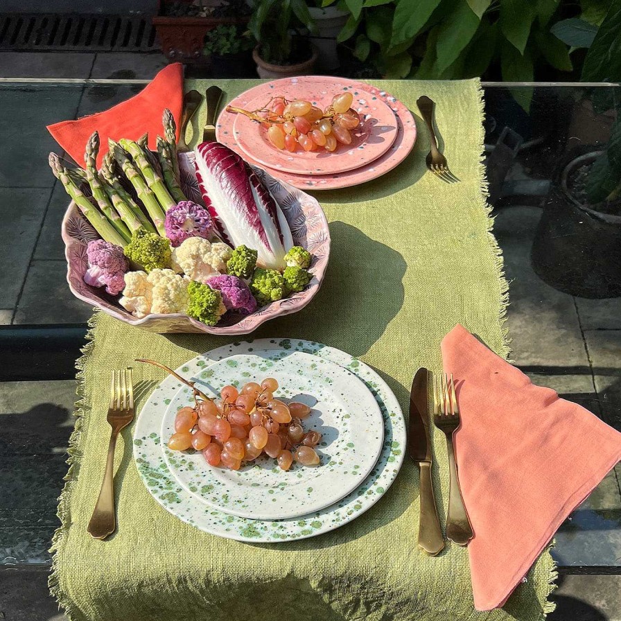 Arts De La Table Giovanna La Falce Assiettes A Dessert | Assiette A Fruits Vert Tachete D'Herbes