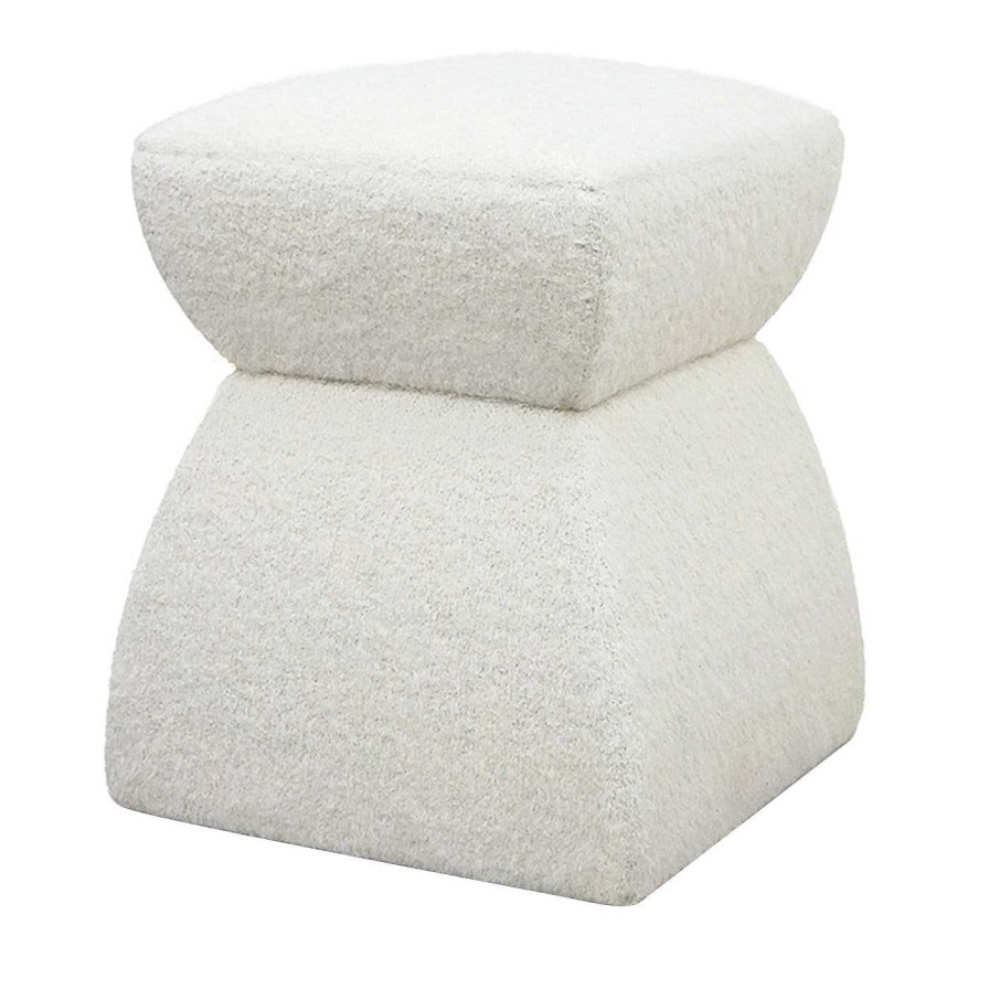 Mobilier Kabinet Ottomans Et Poufs | Pouf Cusi En Mohair Blanc De Danu Chirinciuc Et Daniel Nikolovski