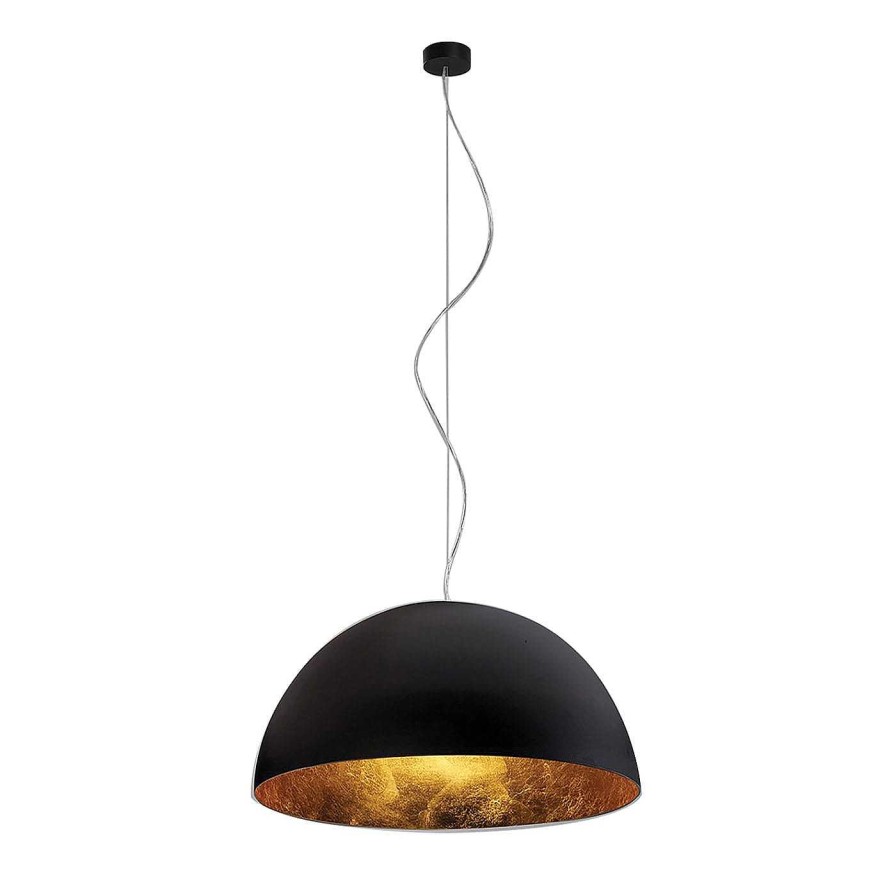 Eclairage Egoluce Suspensions | Lampe Giove Noire En Feuille D'Or