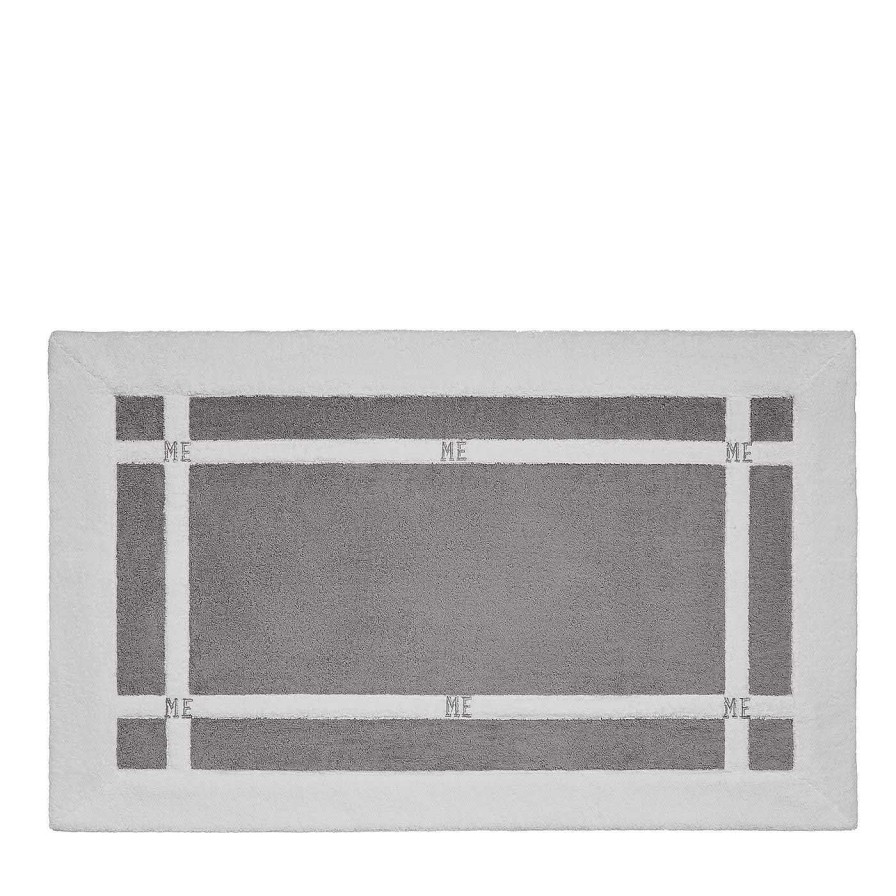 Decoration Verderoccia Linge De Bain | Tapis De Bain Pompidou Style Geometrique Blanc & Gris