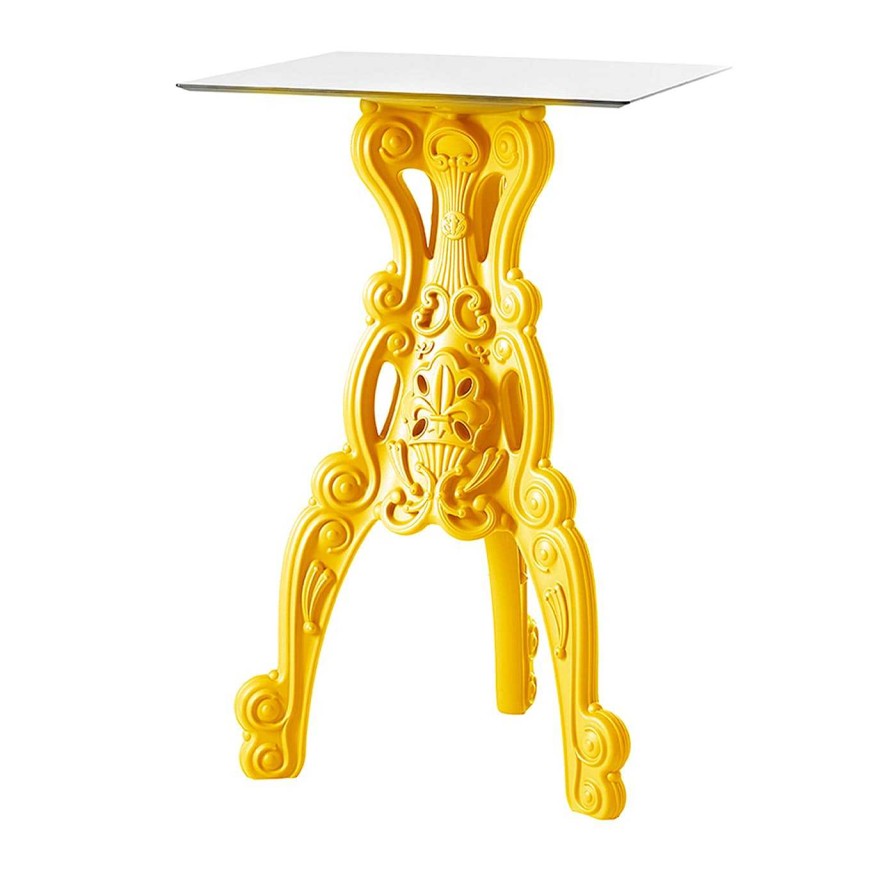 Mobilier Slide Tables D'Exterieur | Master Of Love - Table D'Appoint Jaune A Plateau Carre