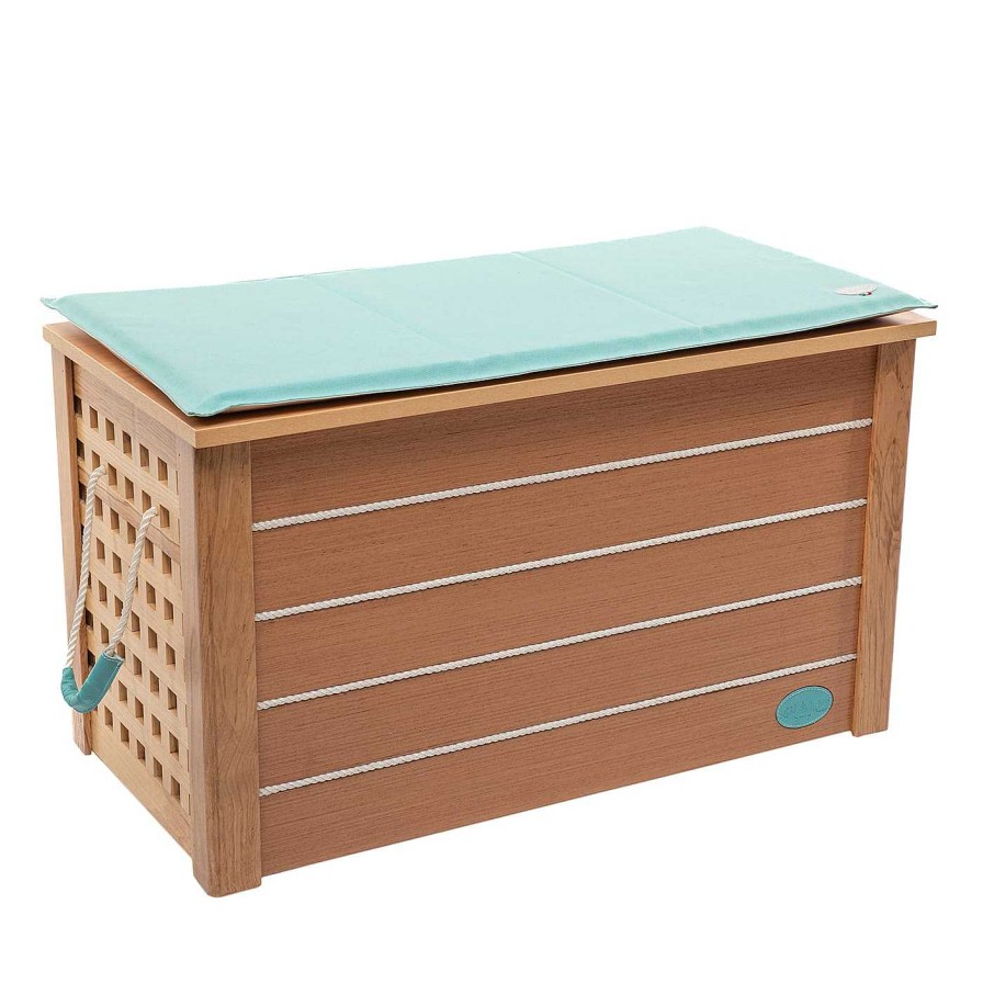 Mobilier Marricreo Malles | Banc De Rangement En Bois Bleu Clair