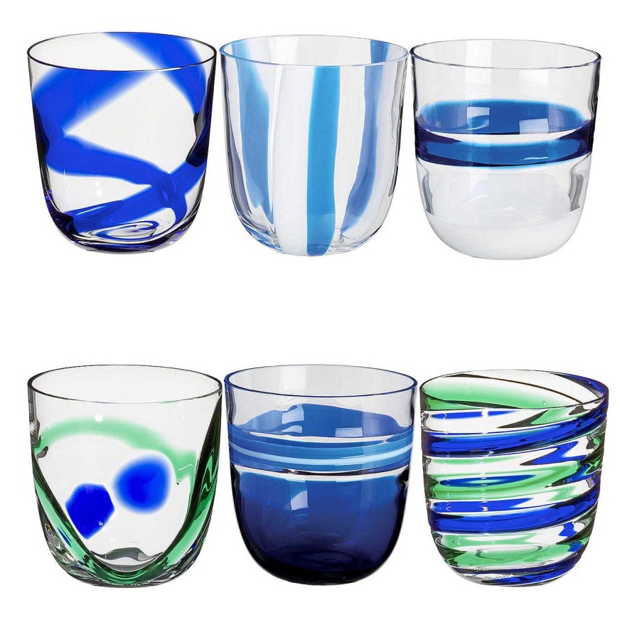 Arts De La Table Carlo Moretti Verres Et Gobelets | I Diversi Set De 6 Verres Bleus N. 1