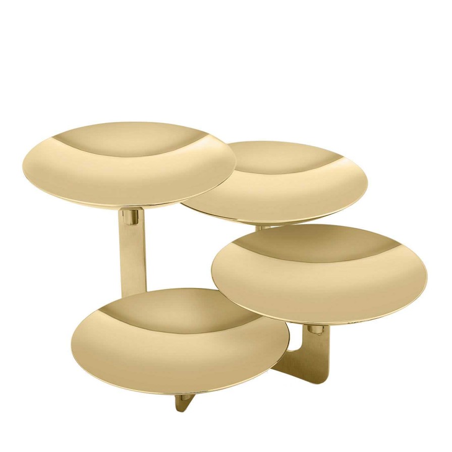 Arts De La Table Elleffe Design Plats De Service Pour Hors-D'Oeuvres | Presentoir A Quatre Assiettes En Or