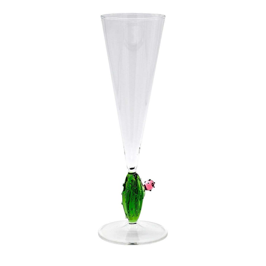 Arts De La Table Casarialto Flutes | Ensemble De 4 Flutes Cactus Mania En Vert