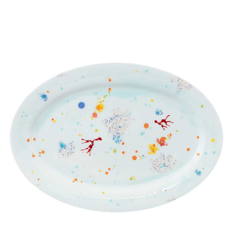 Arts De La Table Coralla Maiuri Plats De Service | Grande Assiette Ovale Blue Seabed