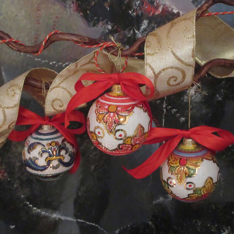 Decoration Sambuco Decorations De Vacances | Ornement Boule De Noel Rouge Et Or