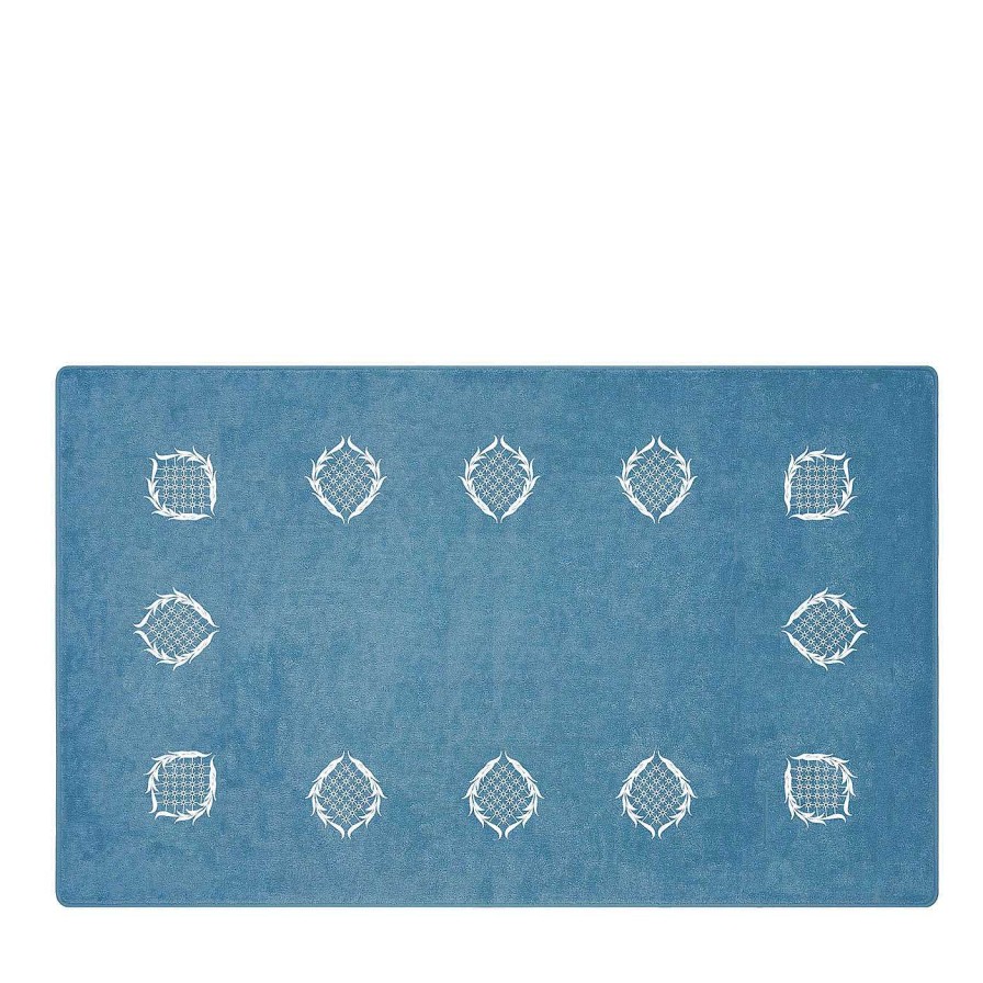 Decoration Verderoccia Linge De Bain | Tapis De Bain Ananas Broderie Assisi Bleu Et Blanc