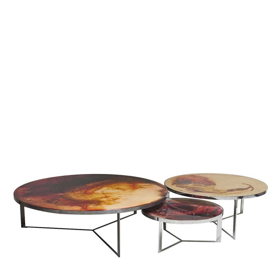 Mobilier BAU Design Tables Gigognes | Ensemble De 3 Tables Basses En Rouille Peintes A La Main