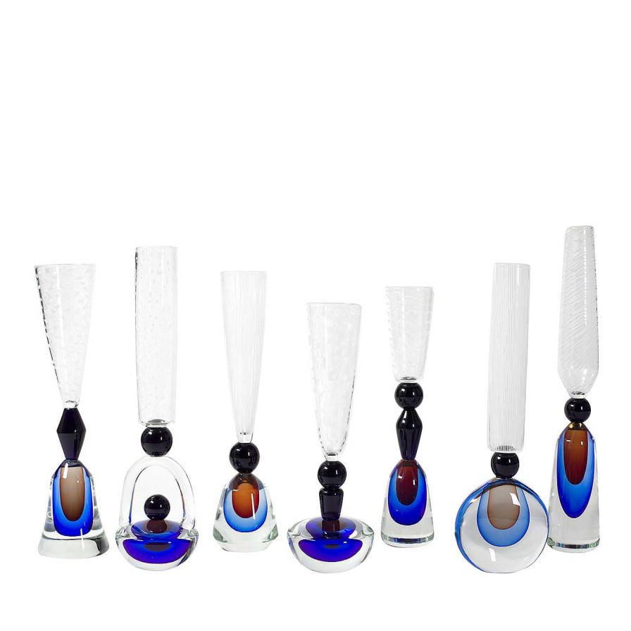 Arts De La Table Officine di Murano 1295 Flutes | Ensemble De 7 Flutes Polychromes De Sept Jours