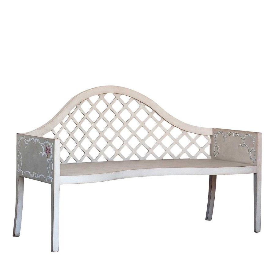 Mobilier Porte Italia Canapes Et Bancs D'Exterieur | Lavaredo Canape Textural Blanc Et Tulipes Decors Banc