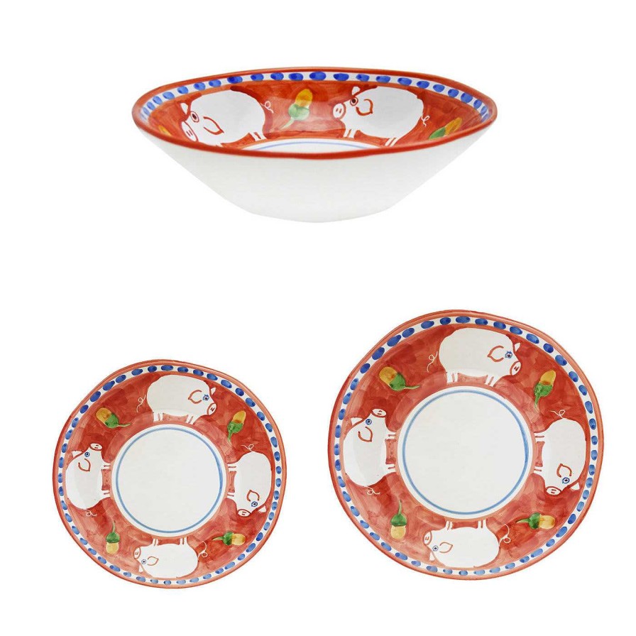 Arts De La Table Arcucci Handmade Services De Table | Cortile - Service D'Assiettes Rouge 18 Pieces