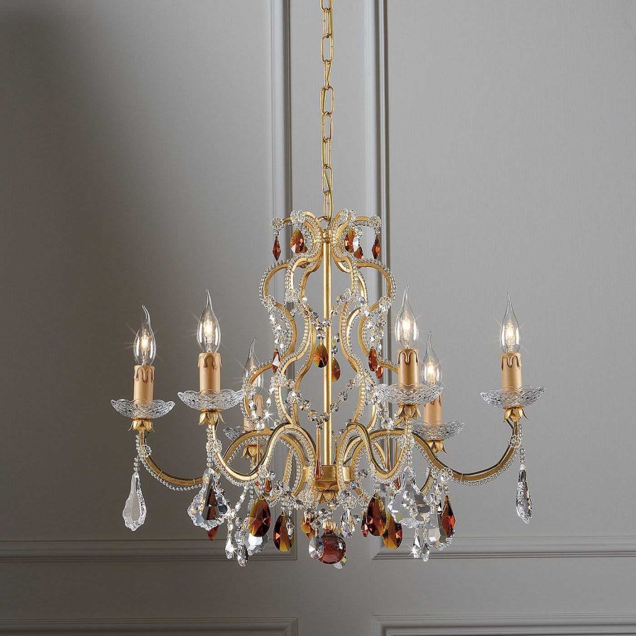 Eclairage Epoca Lampadari Chandeliers | Lustre 1409/6 A Feuilles D'Or