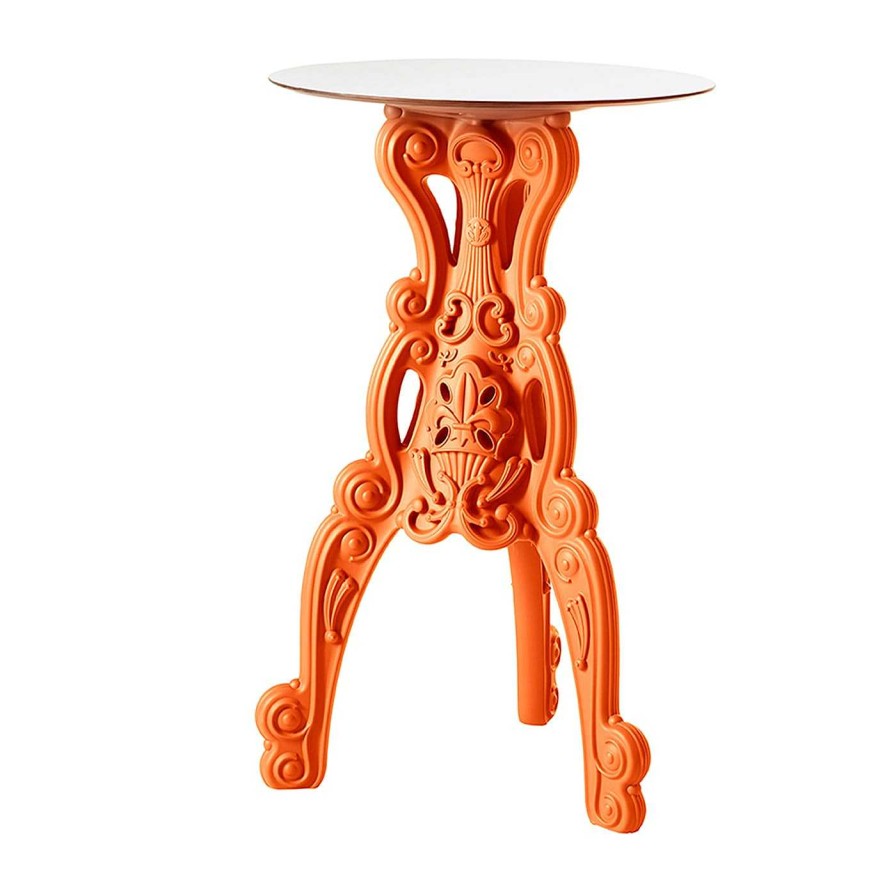 Mobilier Slide Tables De Bistrot | Master Of Love Table Bistro Orange Avec Plateau Rond