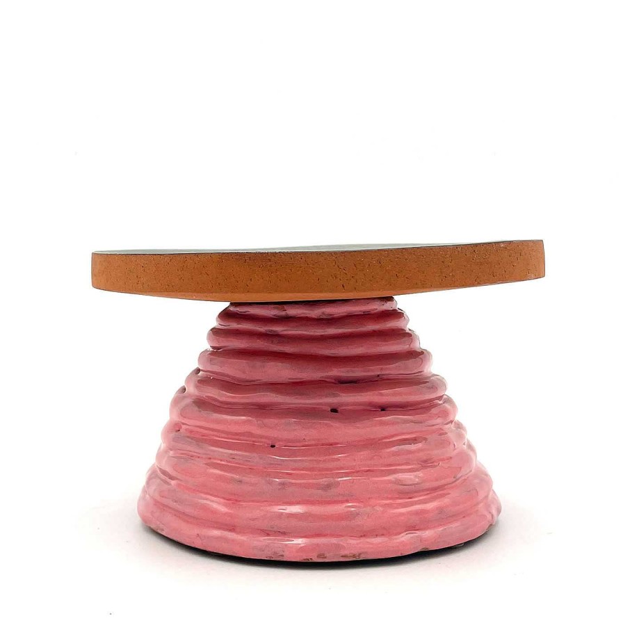 Arts De La Table Daria Dazzan Assiettes A Gateaux Sur Pied | Fungo Ciccia Metallic Bronze And Pink Cake Stand