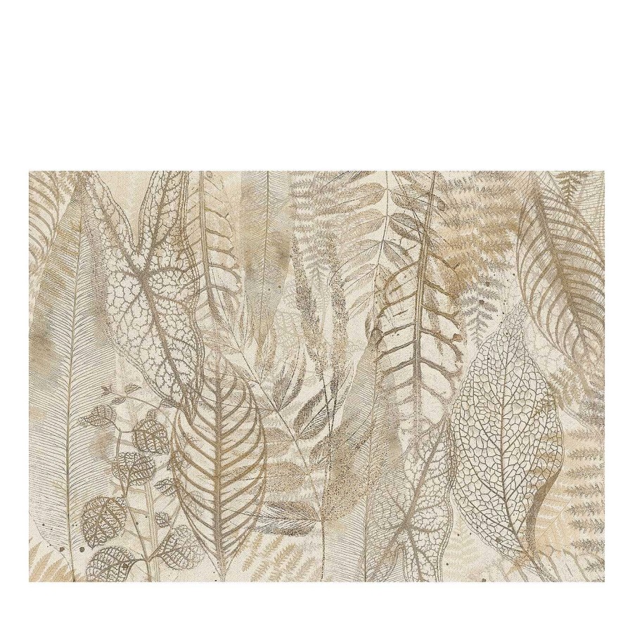 Decoration Affreschi & Affreschi | Papier Peint Texture Beige A Feuilles