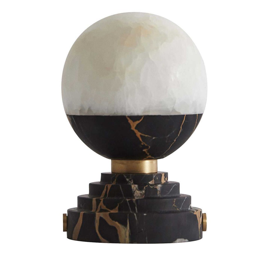 Eclairage Pietro Russo Design Lampes De Table | Lampe De Table Lunar En Marbre Portoro Et Onyx