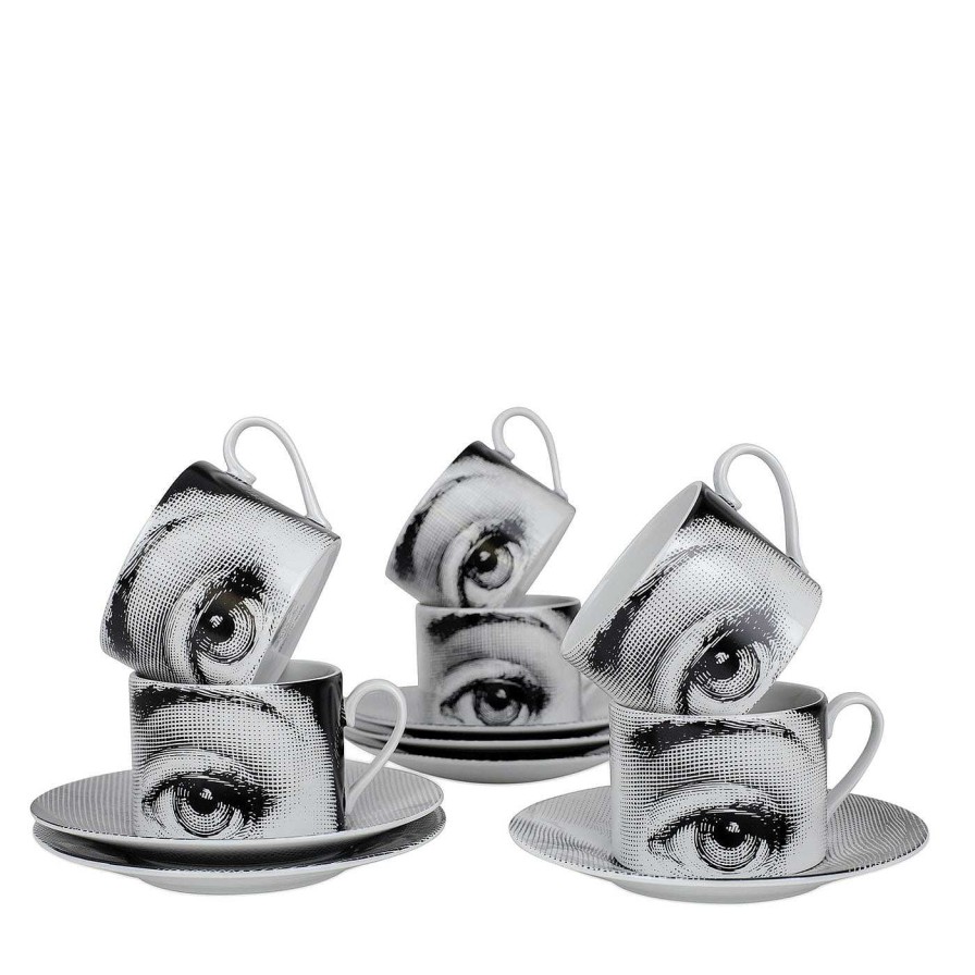 Arts De La Table Fornasetti Tasses A Cafe Et A The | Set De 6 Tasses A The Tema E Variazioni N.1