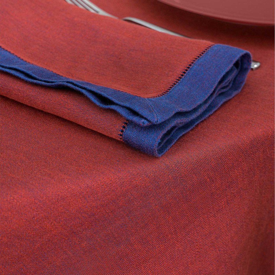 Arts De La Table Rivolta Carmignani Serviettes De Table | Set De 4 Serviettes Boboli Marsala-Red & Blue