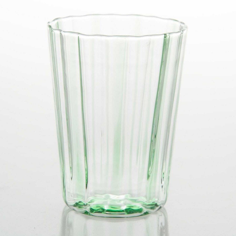 Arts De La Table Tuttoattaccato Verres Et Gobelets | Impilabile Verre A Rayures Vertes