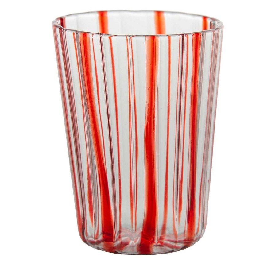 Arts De La Table Tuttoattaccato Verres Et Gobelets | Impilabile Verre A Rayures Rouges