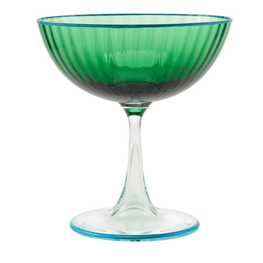 Arts De La Table Aquazzura Casa Verres A Cocktail Et Spiritueux | Ensemble De 2 Coupes A Champagne Emeraude Et Turquoise Soufflees A La Bouche