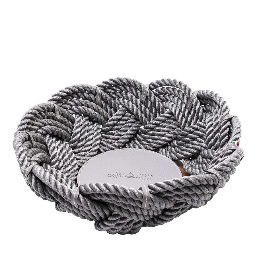 Decoration Marricreo Paniers | Grand Panier Rond En Corde Gris