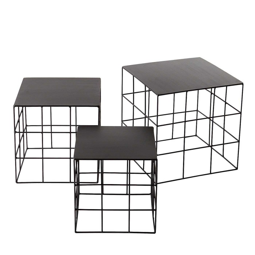 Mobilier Atipico Tables Gigognes | Reton Set De 3 Tables D'Appoint Noires