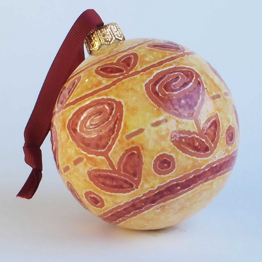 Decoration Ceramiche Santalucia Decorations De Vacances | Lot De 2 Decorations De Noel Rouges Et Orange