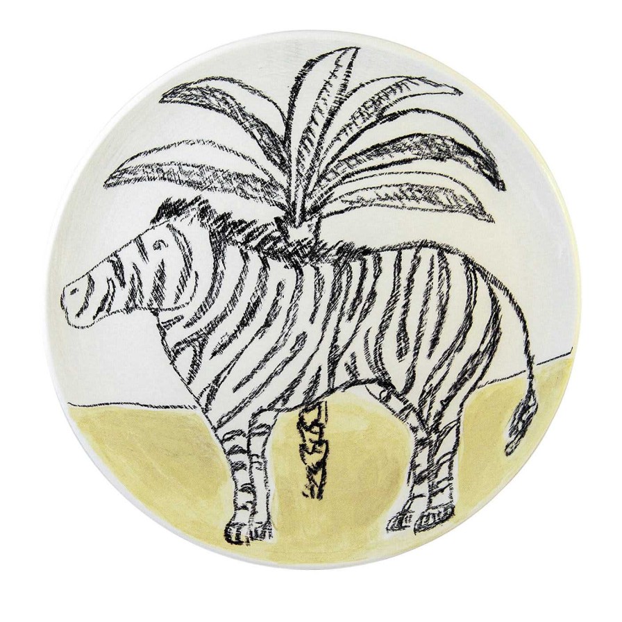 Decoration Dalila Chessa Plaques Decoratives | Assiette Decorative Zebre Avec Palmier