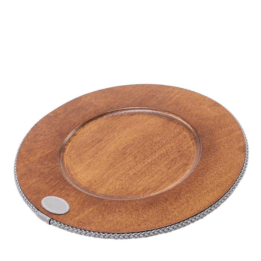 Arts De La Table Marricreo Assiettes De Presentation | Ensemble De 6 Chargeurs En Bois Rond Gris