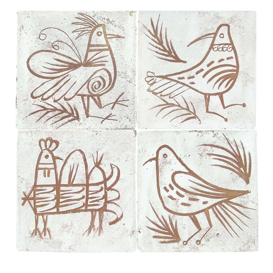 Decoration Cerasarda Carreaux Et Revetements De Sol | Le Pavoncelle Vallauris Set Of 4 Tiles (En Anglais)