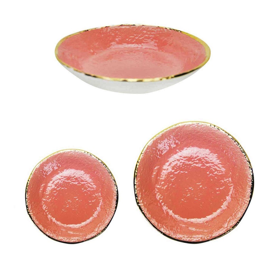 Arts De La Table Arcucci Handmade Services De Table | Preta Oro Dusty Pink Gold Dinner Plates Set For 6