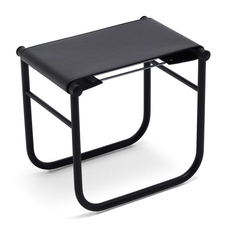 Mobilier Cassina Tabourets | 9 Tabouret By Charlotte Perriand - Cuir Noir