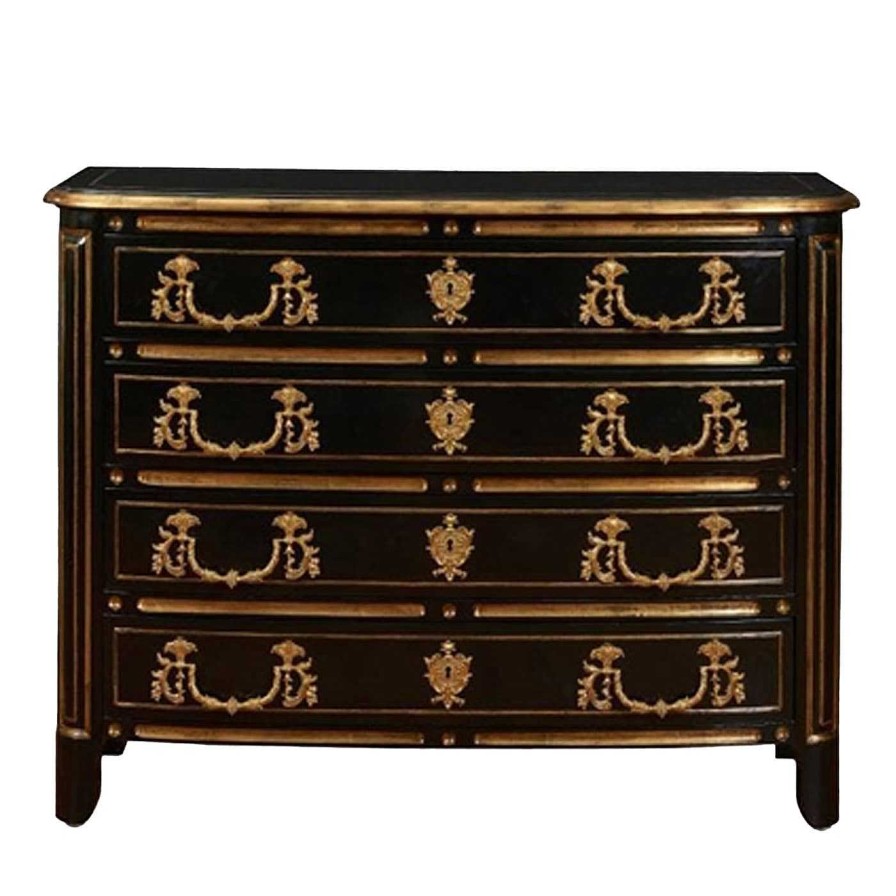 Mobilier Badari Commodes | Commode Philippe 4 Tiroirs Marron Et Bronze Marize X Badari